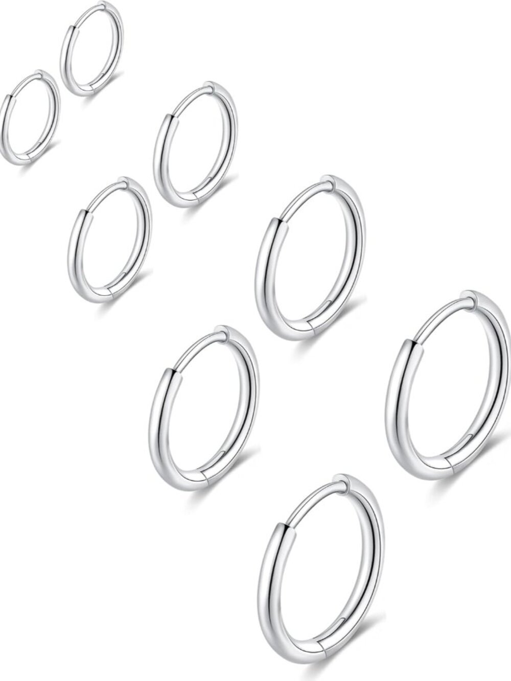 316L Surgical Stainless Steel Huggie Hoop Earrings 6mm 8mm 10mm 11mm 12mm 14mm H
